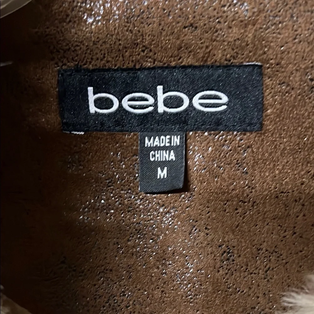 Sold 🤎Rare Y2K BEBE Brown Bomber Jacket with Cream faux shearling fur - Picture 3 of 6
